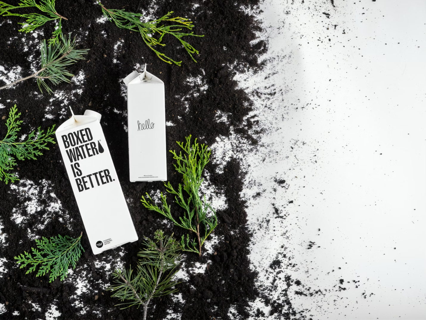 Using boxed water recycled packaging for marketing organic beverages.