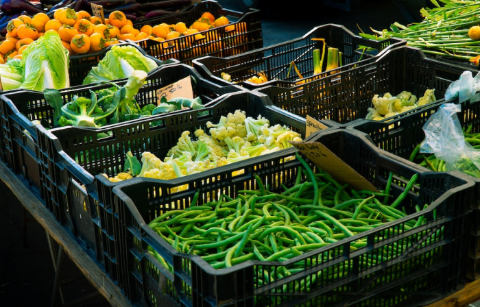 a bunch of natural foods in baskets