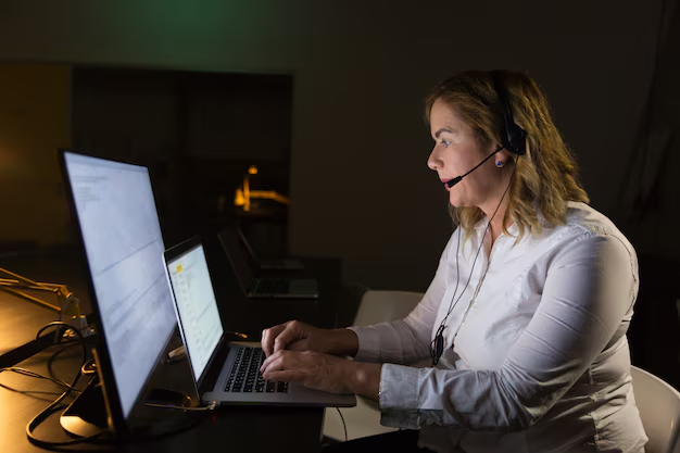 A woman working on a laptop